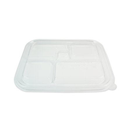 WORLD CENTRIC Fiber Bento Box Container Lids, Five Comp, 12.1x9.8x0.8, Clear, PK300 TRLCSBB